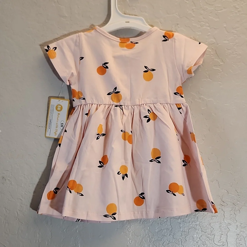 Summer Dress Fruit Paytern Button Back